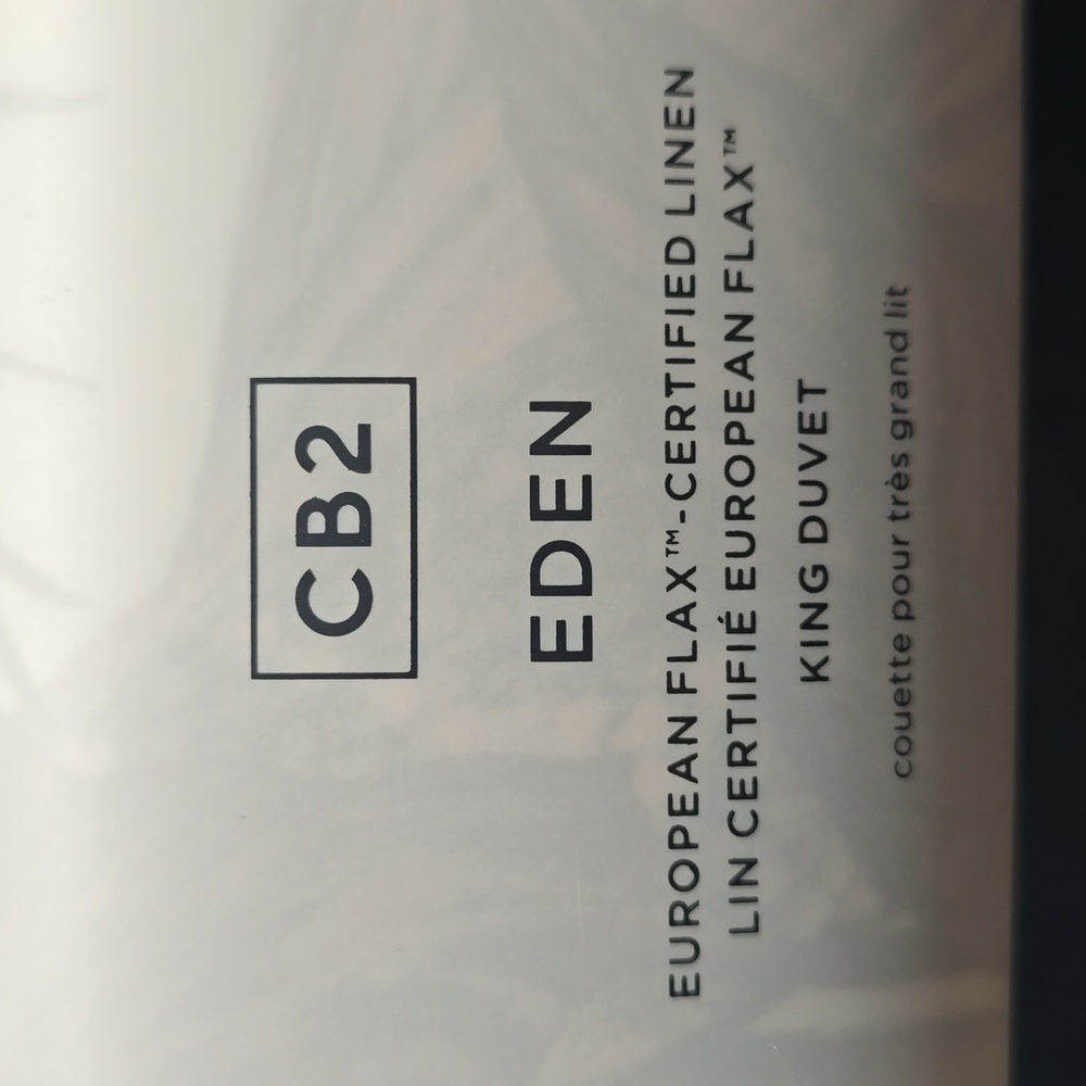 CB2 Eden Off White and Smoked Mauve Linen King Duvet Cover, Ratail $329.00 UAD - Picture 9 of 16